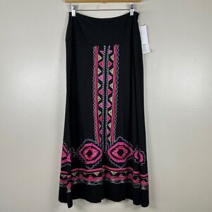 Vintage Collection Women's XS Maxi Skirt Black Embroidered Southwestern NEW